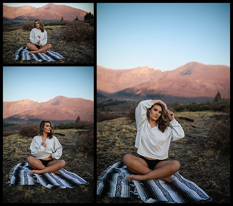 Colorado-boudoir-image-of-a-woman-wrapped-in-a-blanket-standing-at-the-top-of-a-mountain