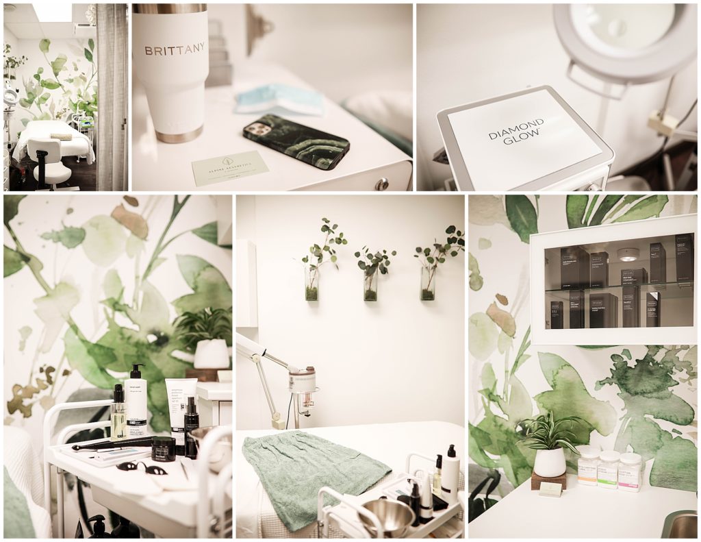 Collage-of-Denver-Esthetician-studio-with-green-accents