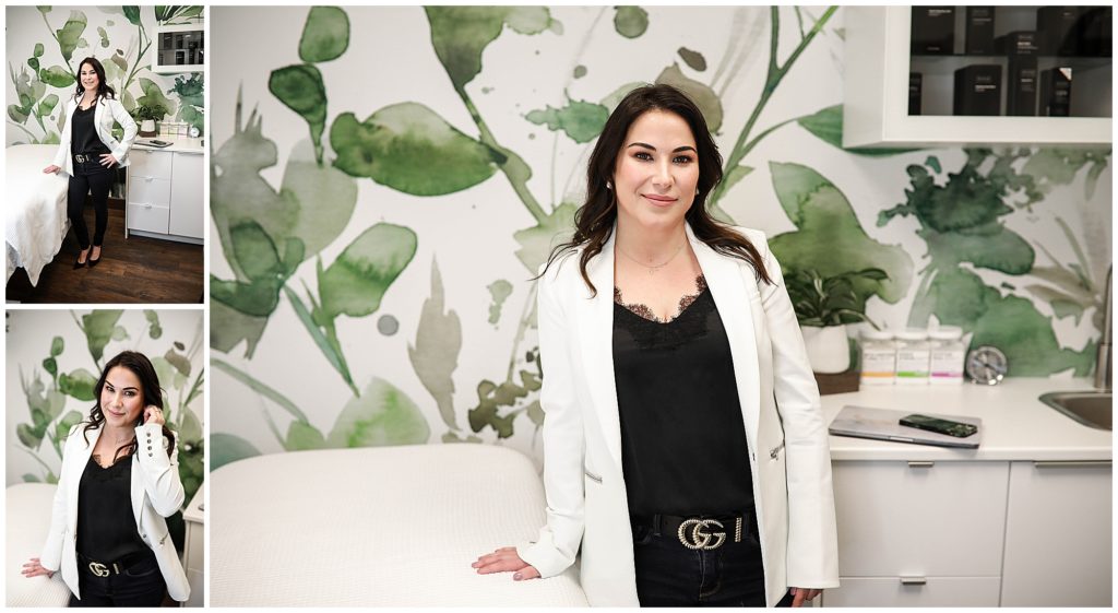 Collage-of-an-Esthetician-wearing-white-blazer-and-black-pants