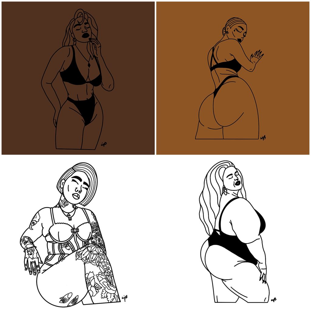 Denver-artist-collage-of-fine-line-drawings-of-women