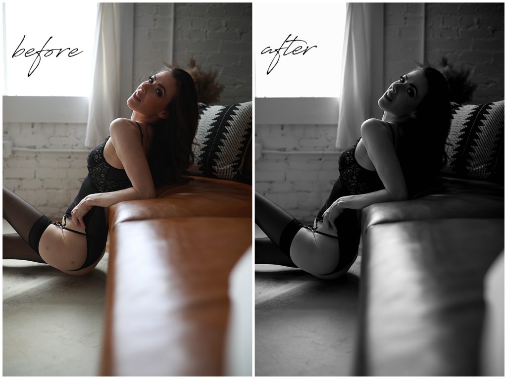 before-&-after-images-that-shows-photo-editing-of-woman-in-lingerie-leaning-on-couch