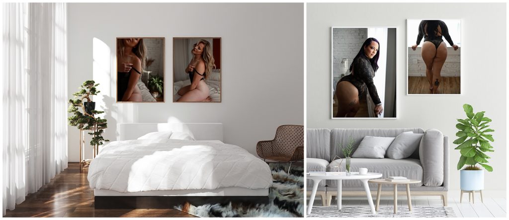 collage of boudoir wall art in home